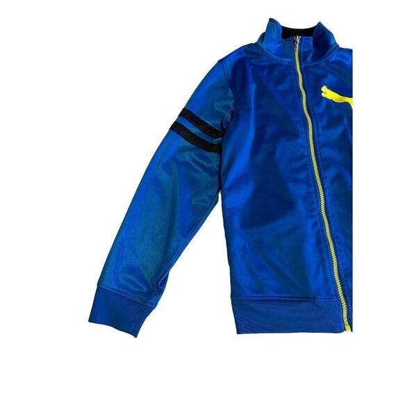 Puma Track Jacket Blue Yellow Logo Boys Size Medium - Picture 2 of 10